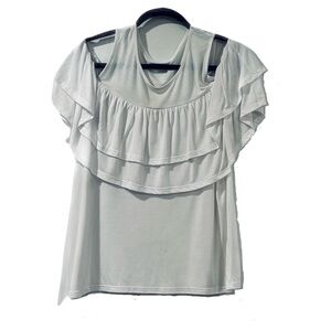 Women’s Shirt Ana A New Approach Size Large with peek a boo shoulders White